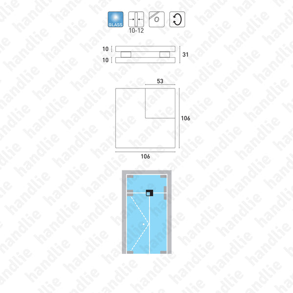 SIV.115 - Triple connector with stopper - Glass doors