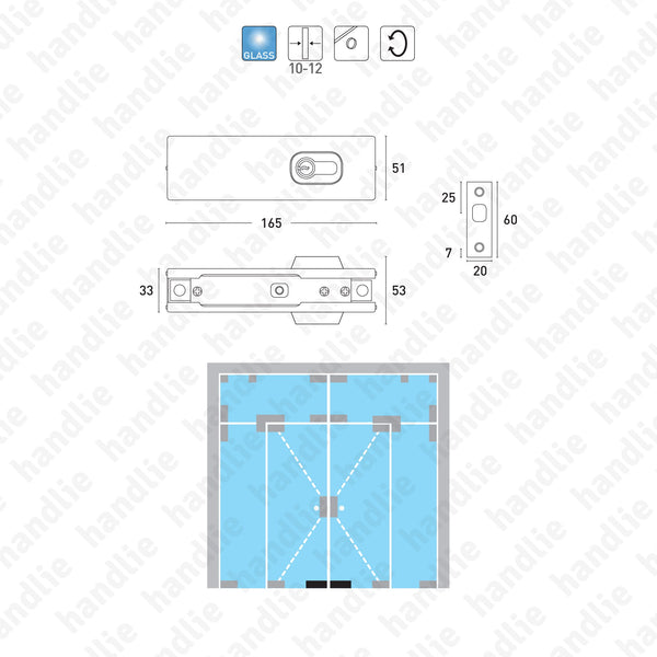 SIV.130 - Floor lock - Glass doors