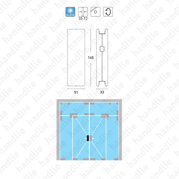 SIV.132 - Patch / Strike plate for lock - Glass doors