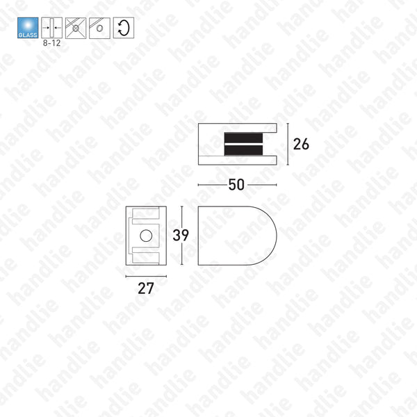 SV.7122 - Wall/ glass clamp with security pin