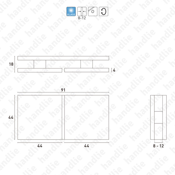 SV.7233 - Glass/ glass clamp 180º