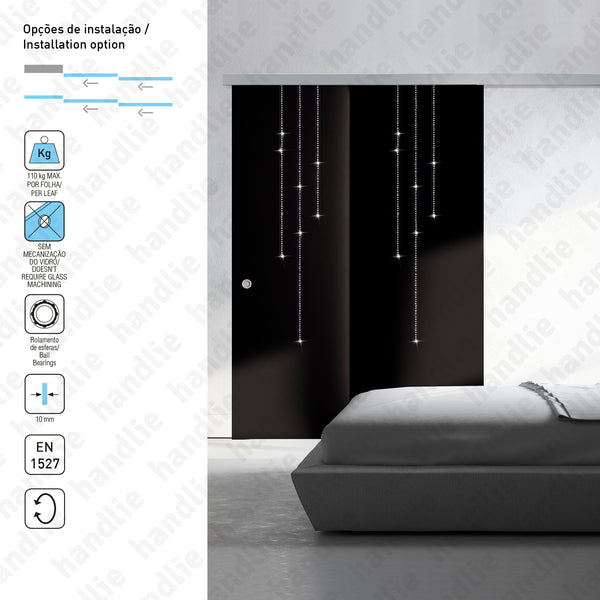 KIT SV-T-PRO X110 Multiplo Compact Glass - Complete kit for passage sliding glass doors + DOUBLE SOFTPRO for 10mm doors up to 110kg | SAHECO