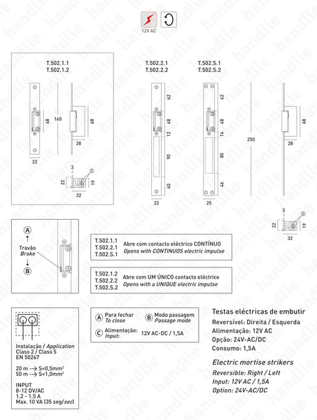T.502 - Mortise electric strikes