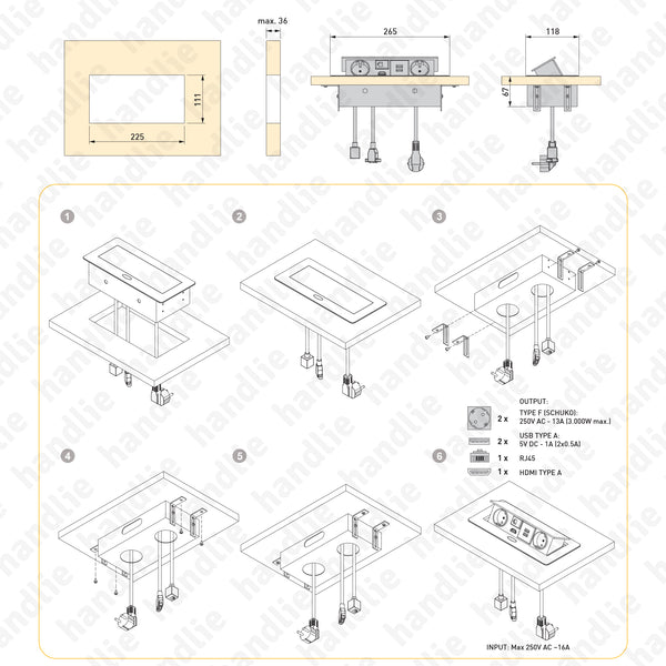 TE.287 - Horizontal built-in power outlet