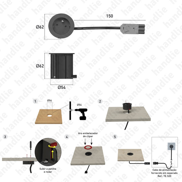 TE.501 - Built-in power outlet - E Series