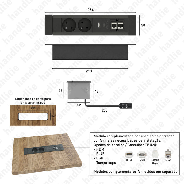 TE.504 - Horizontal built-in power outlet - E Series