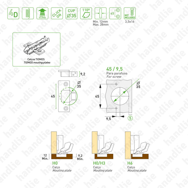 ACE.GRA.F058 - Cross Mounting Plates - Grass TIOMOS Click - 3D and 4D Adjustment | GRASS