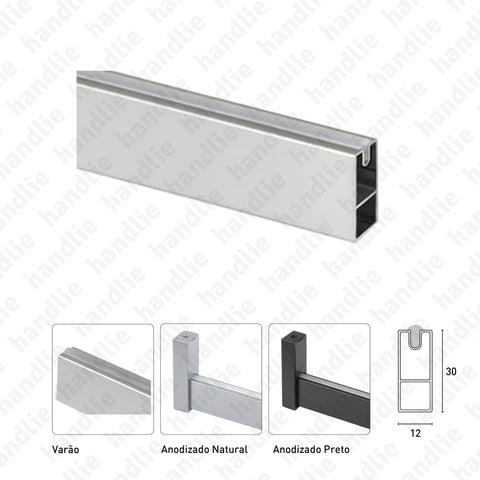 VAR.250 - Rectangular rail with rubber protection