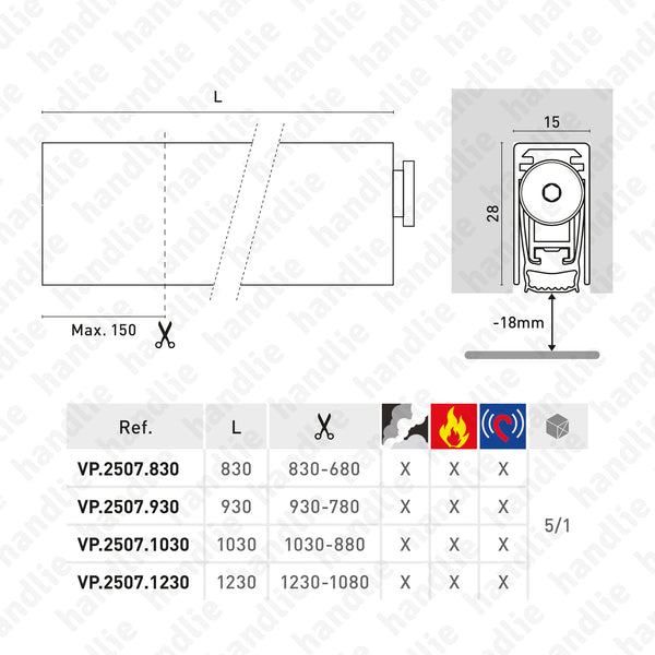 VP.2507 - Embedded door seal for wooden or metal doors